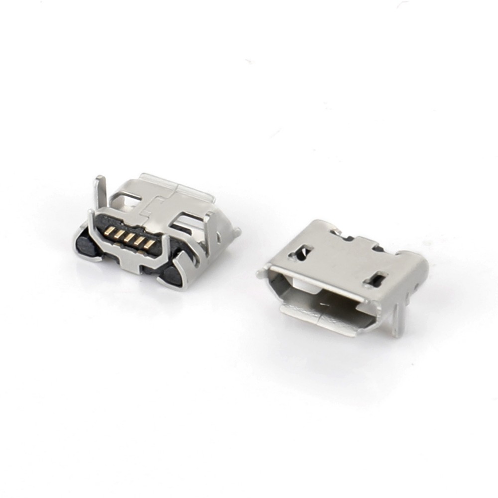 04BO-1804-0 Micro USB 5F SMT B型四腳插板牛角型7.2-4.85腳長(zhǎng)1.20短針無(wú)柱有卷邊