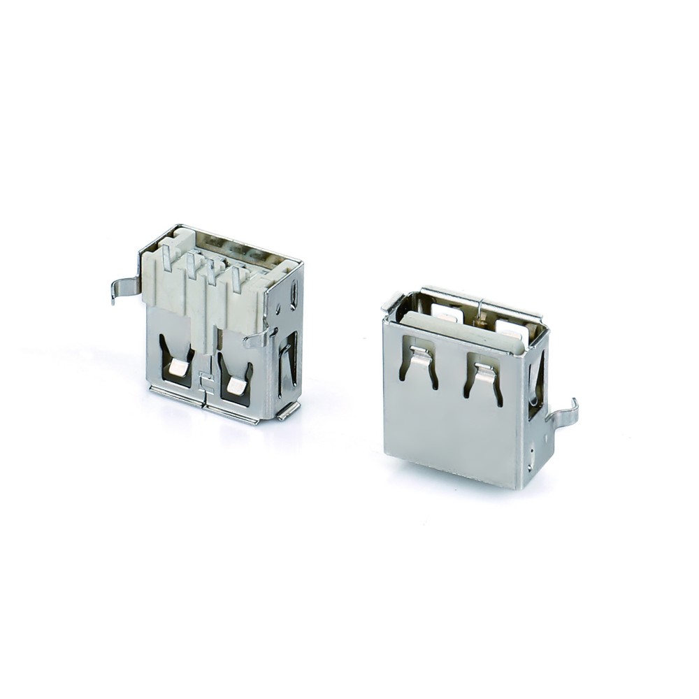 01AT-1591   USB AF 90度 SMT 彎腳有卷邊無(wú)后蓋