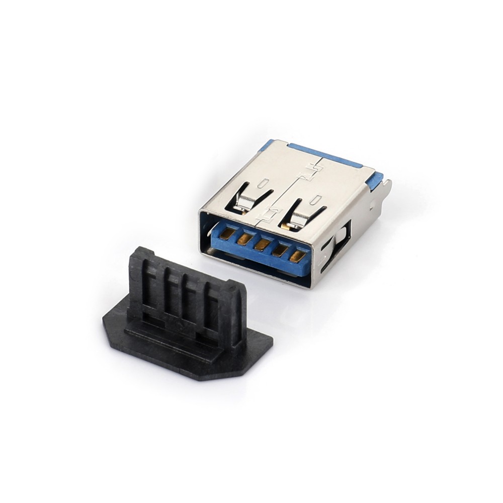 05AS-5224-N USB3.0 AF 180度DIP短直腳無(wú)卷邊加防塵蓋 L15.0 端子外露2.0