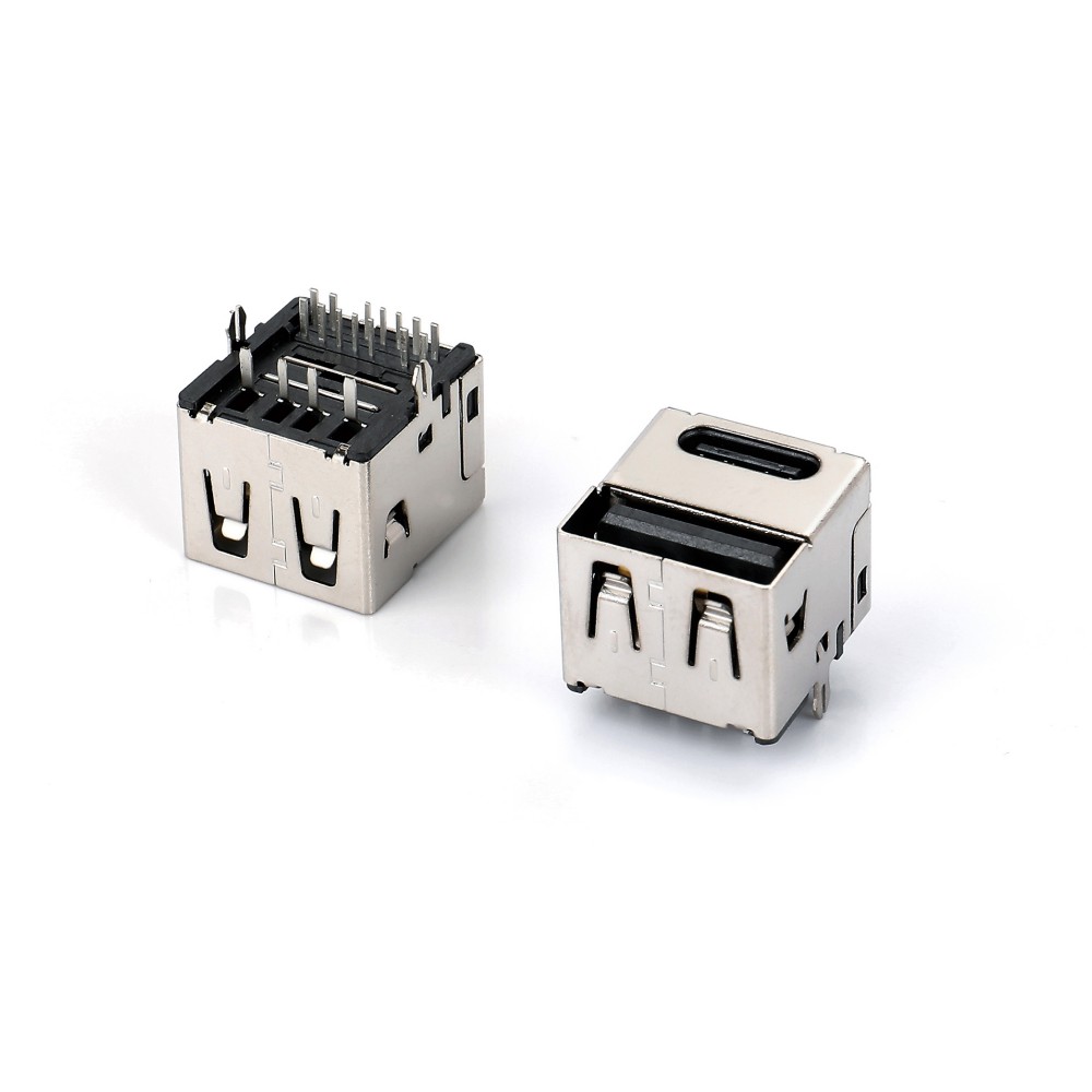 0714S-7407 TYPE CF 14P + USB 2.0 AF 單面二合一 180度B款