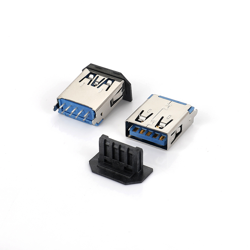 05AS-5224-N USB3.0 AF 180度DIP短直腳無(wú)卷邊加防塵蓋 L15.0 端子外露2.0