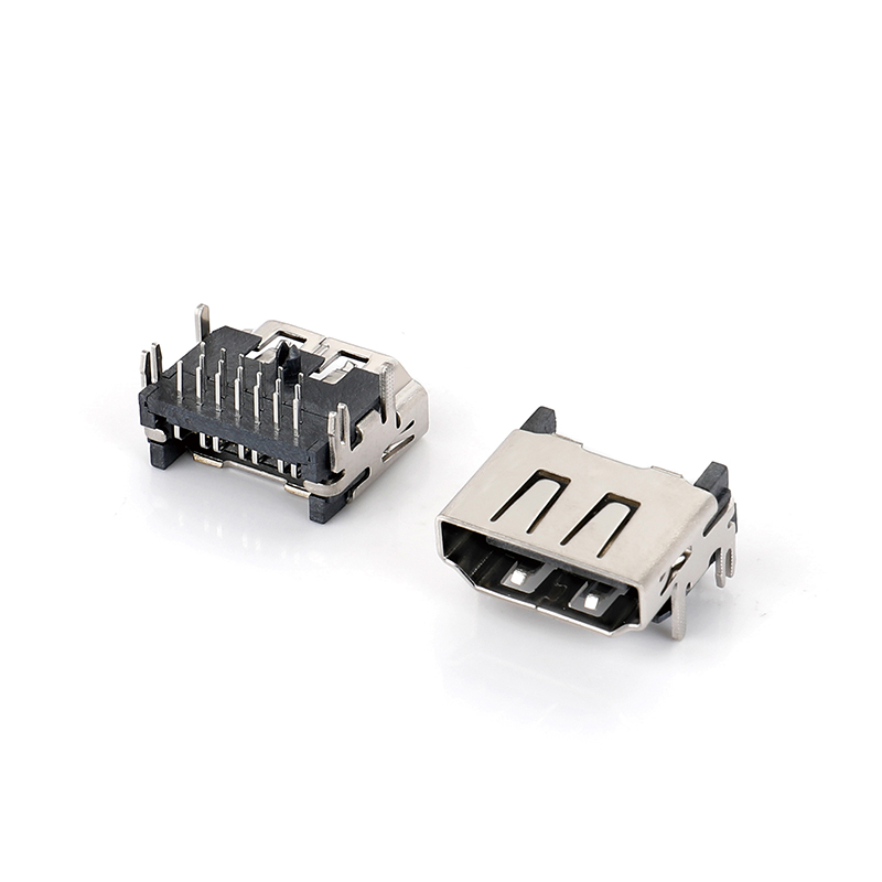 08AR-1208 HDMI 19F 三排DIP 有彈四腳插板 后兩腳魚叉腳 單柱